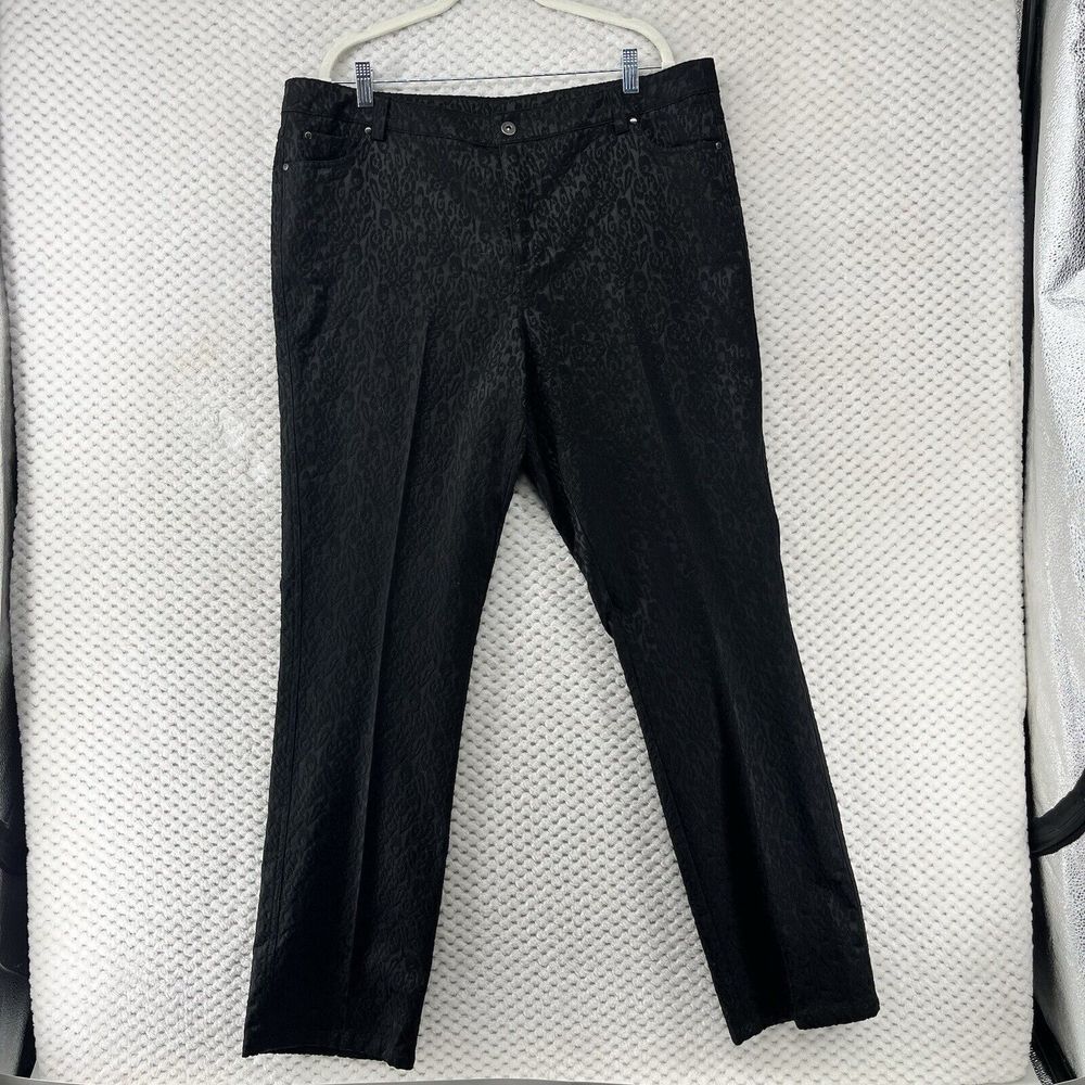 Multiples Pants Chic Black Animal Print Trousers Career Casual Burnout Size 20W